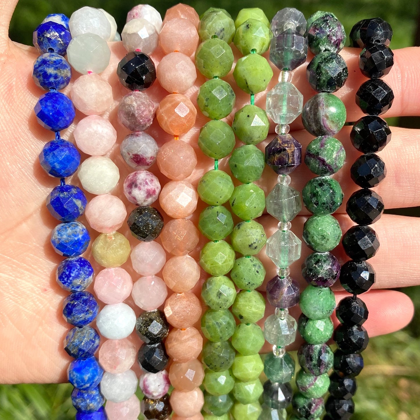 Round Loose Gemstone Beads Bracelet Necklace
