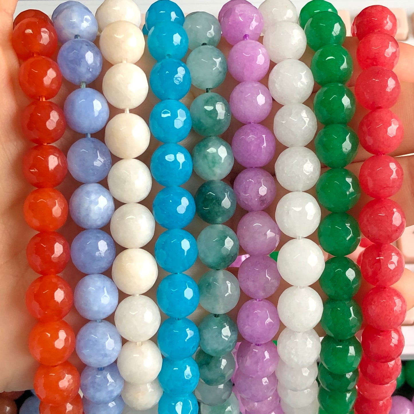Faceted Dark Green Chalcedony White Jades Stone