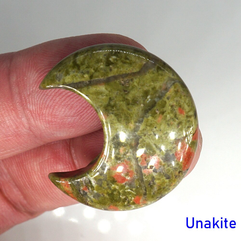 Moon Shaped Statue Natural Crystal Stone Colorful