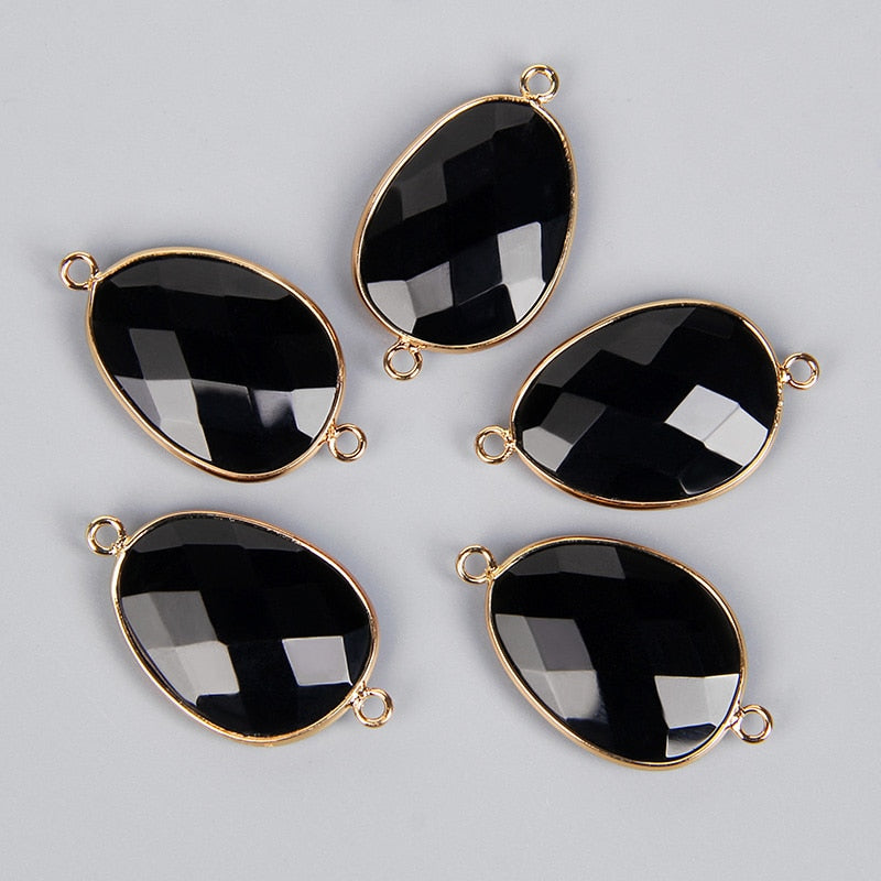 Double Sided Faceted Natural Stone Slice Charm