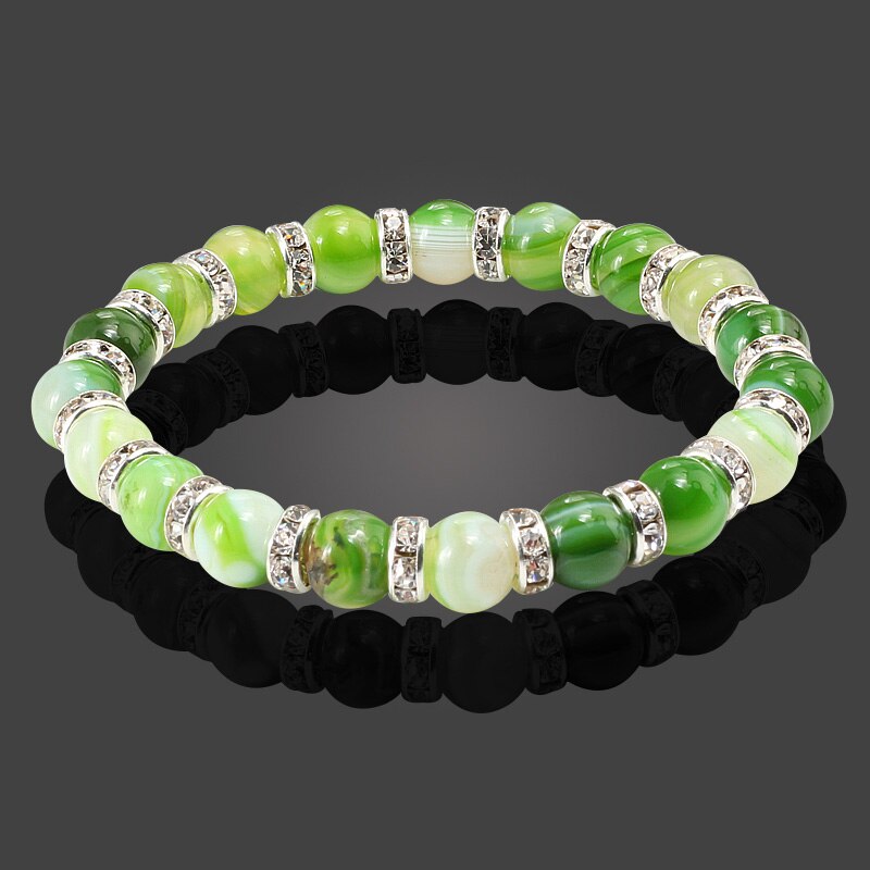 Round Beads Bracelets Bangles Women Crystal