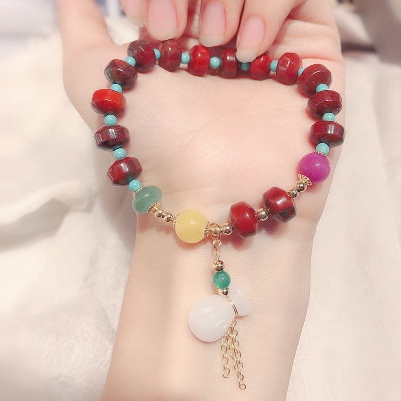 Vintage Lucky Bag Natural Jade Bracelets