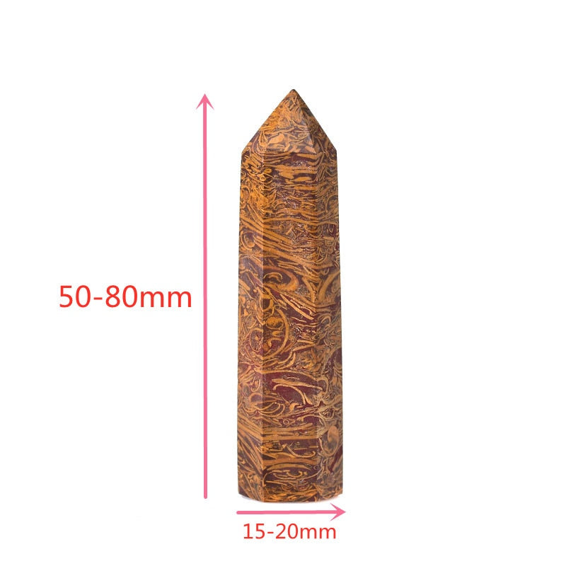 Natural Crystal Point Stones Spun Gold jade Quartz