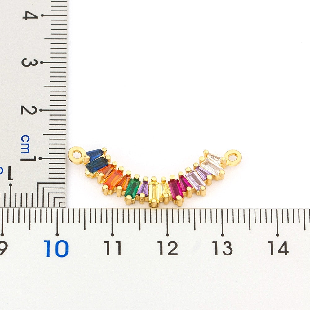 Rainbow Necklace Long Chain Zirconia Natural Stone