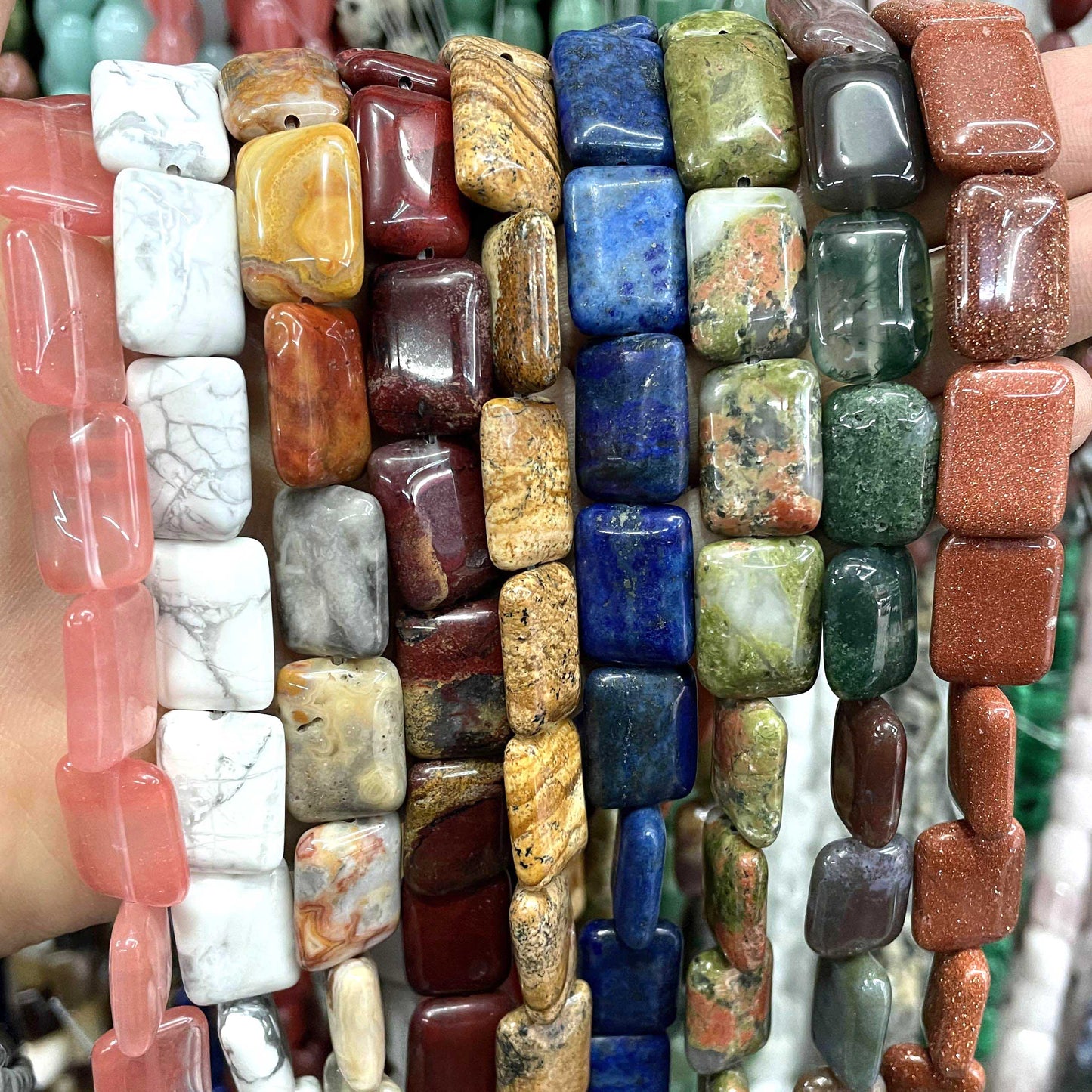 Rectangular Natural Stone Agates Turquoises