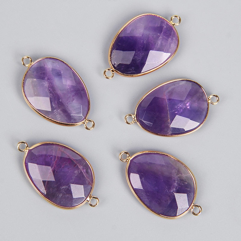 Double Sided Faceted Natural Stone Slice Charm