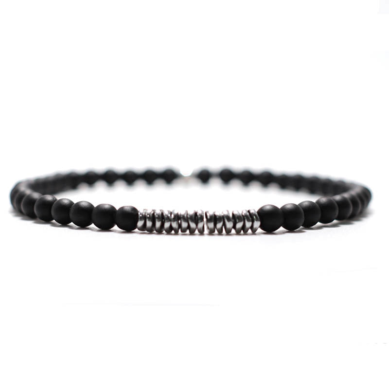 Bracelet Men Natural Volcanic Rock Tiger Eye Beaded
