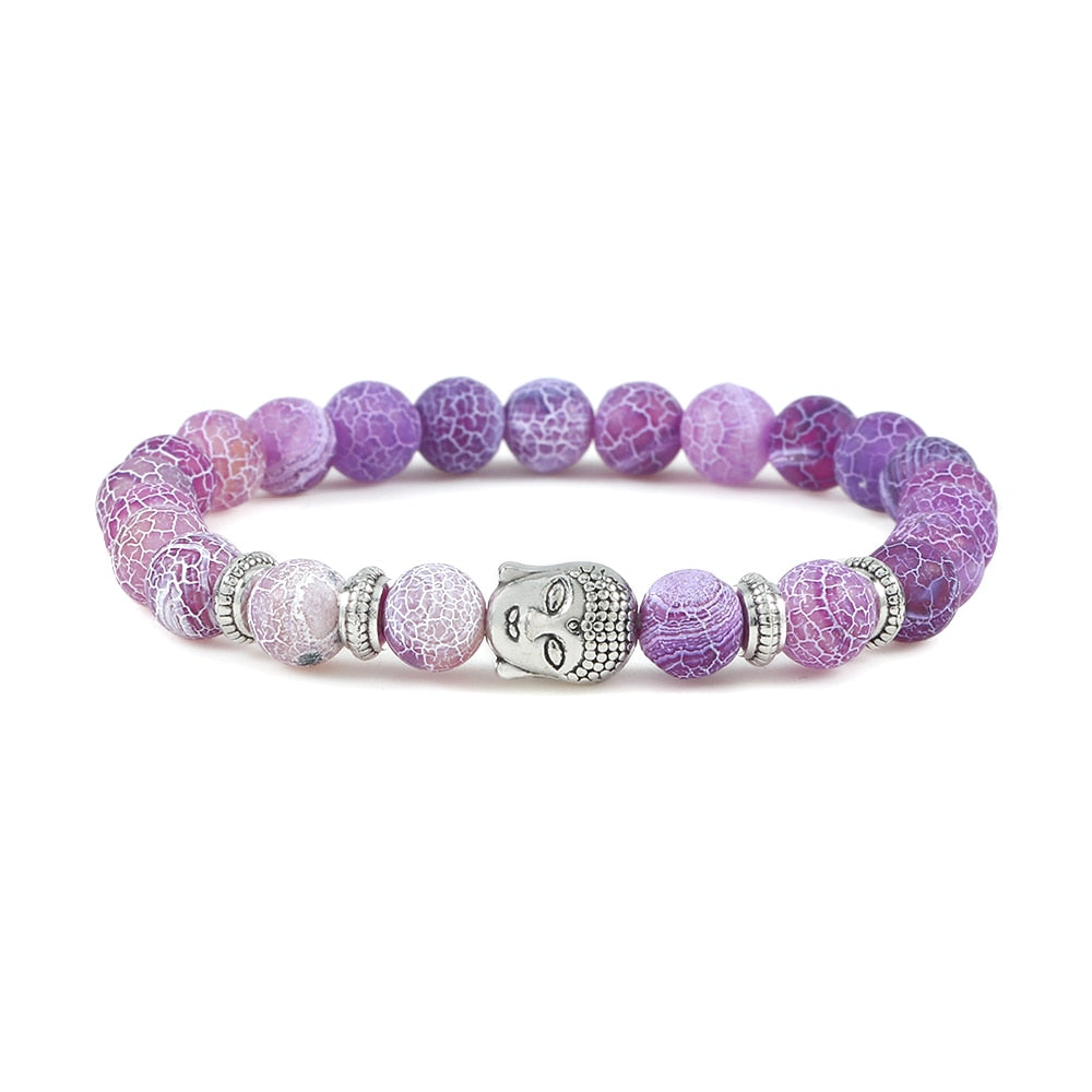 Buddha Head Bracelet Natural Onyx Lava Beads Bangle