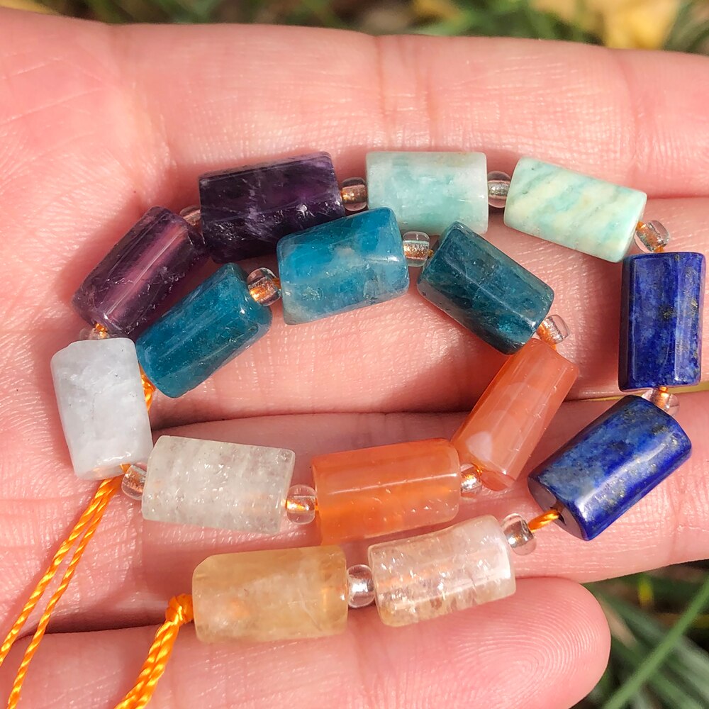 Aquamarines Jades Stone Cylinder Loose Beads