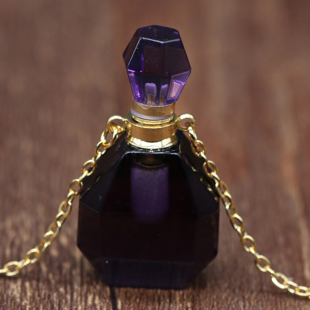 Crystal Perfume Bottle Jewelry Necklace Amethysts