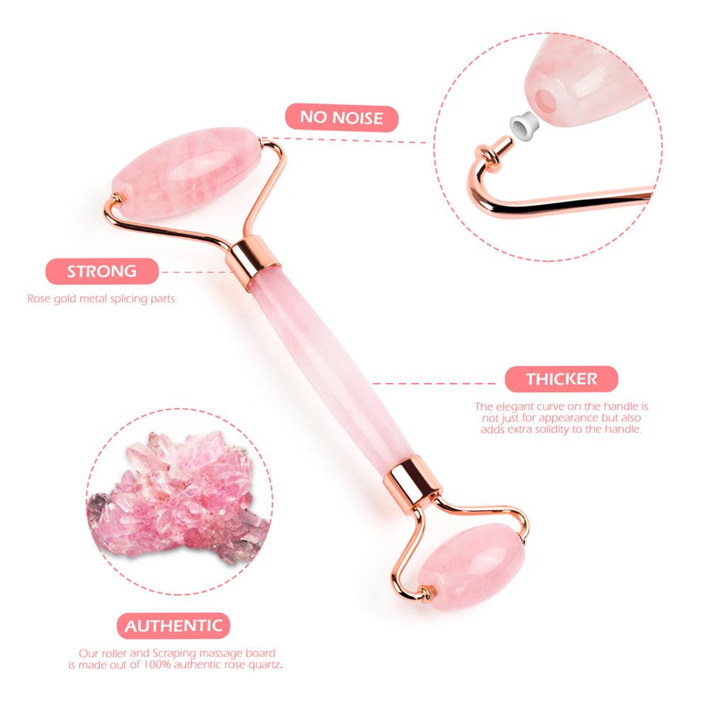 Natural Rose Quartz Roller Facial Jade Roller Stone