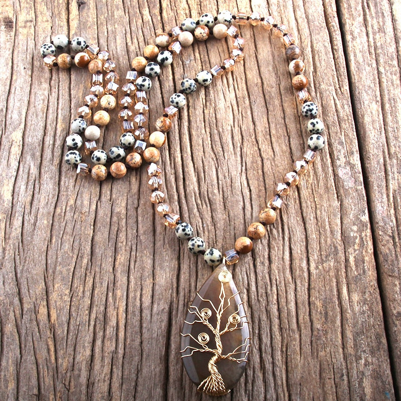 Bohemian Jewelry Natural Stones Glass Crystal Knotted