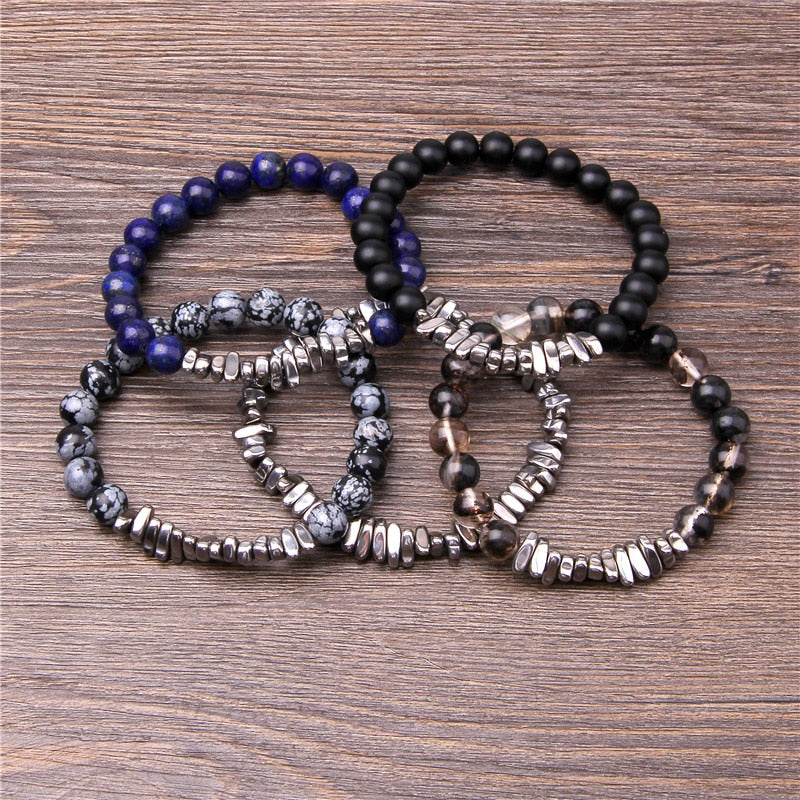 Natural Hematite Chips Beads Bracelets Men Fashion