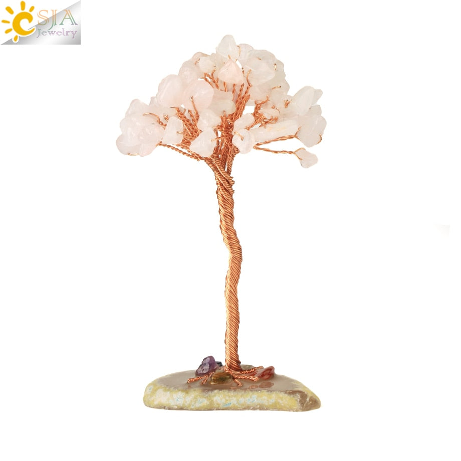Chakras Tree of Life Decoration Rose Natural Chip Crystal