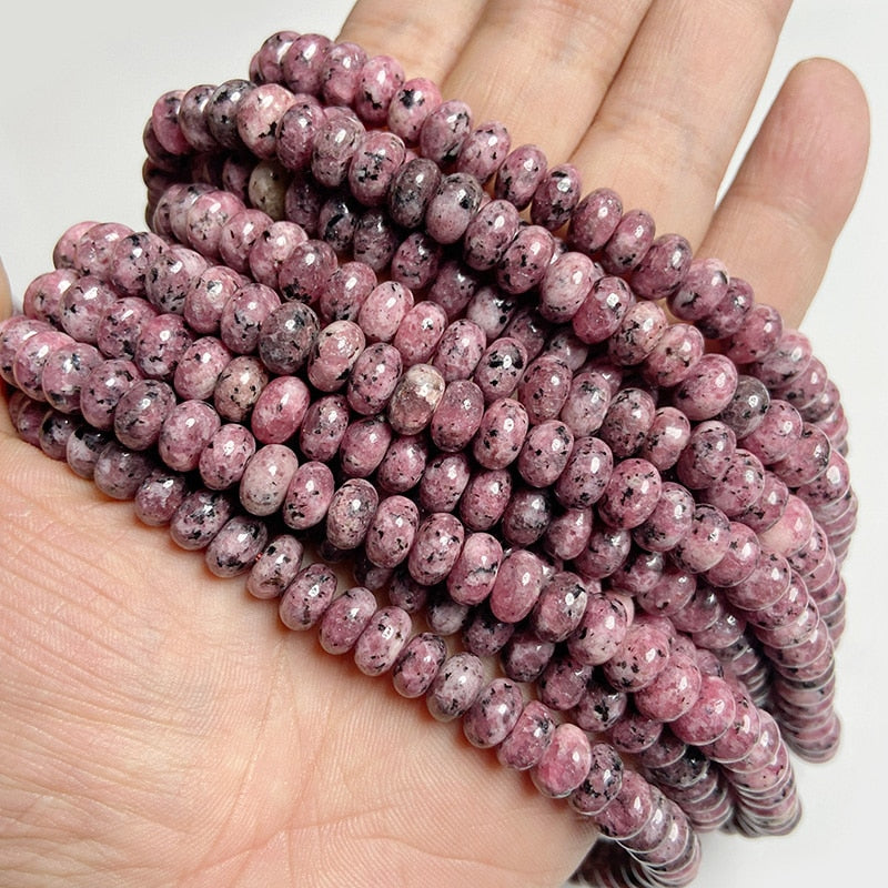 Stone Rondelle Beads Jaspers Jade Spacer Round Flat Bead