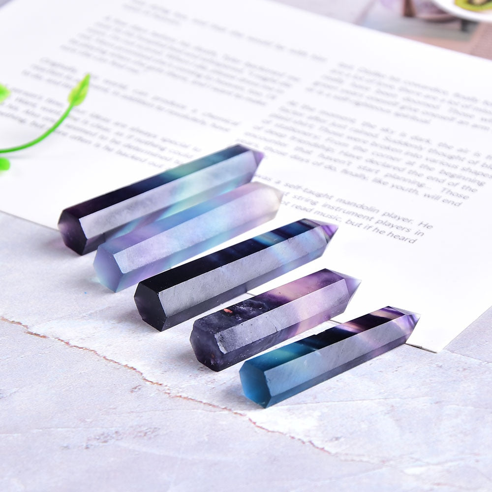 Natural Crystal Colored fluorite Point Healing Stone