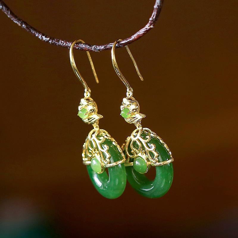 Natural Hetian jade Jasper Earrings