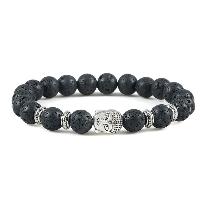 Natural Tiger Eye Black Lava Stone Bracelet for Men