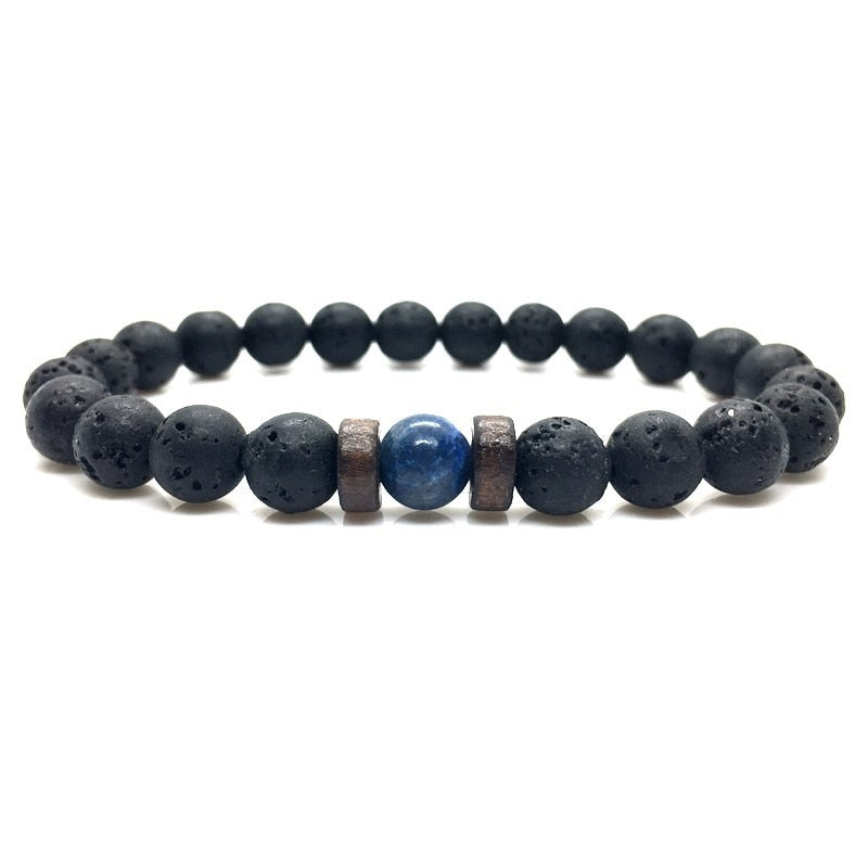 Lava Stone Men Bracelet Natural Moonstone Bead
