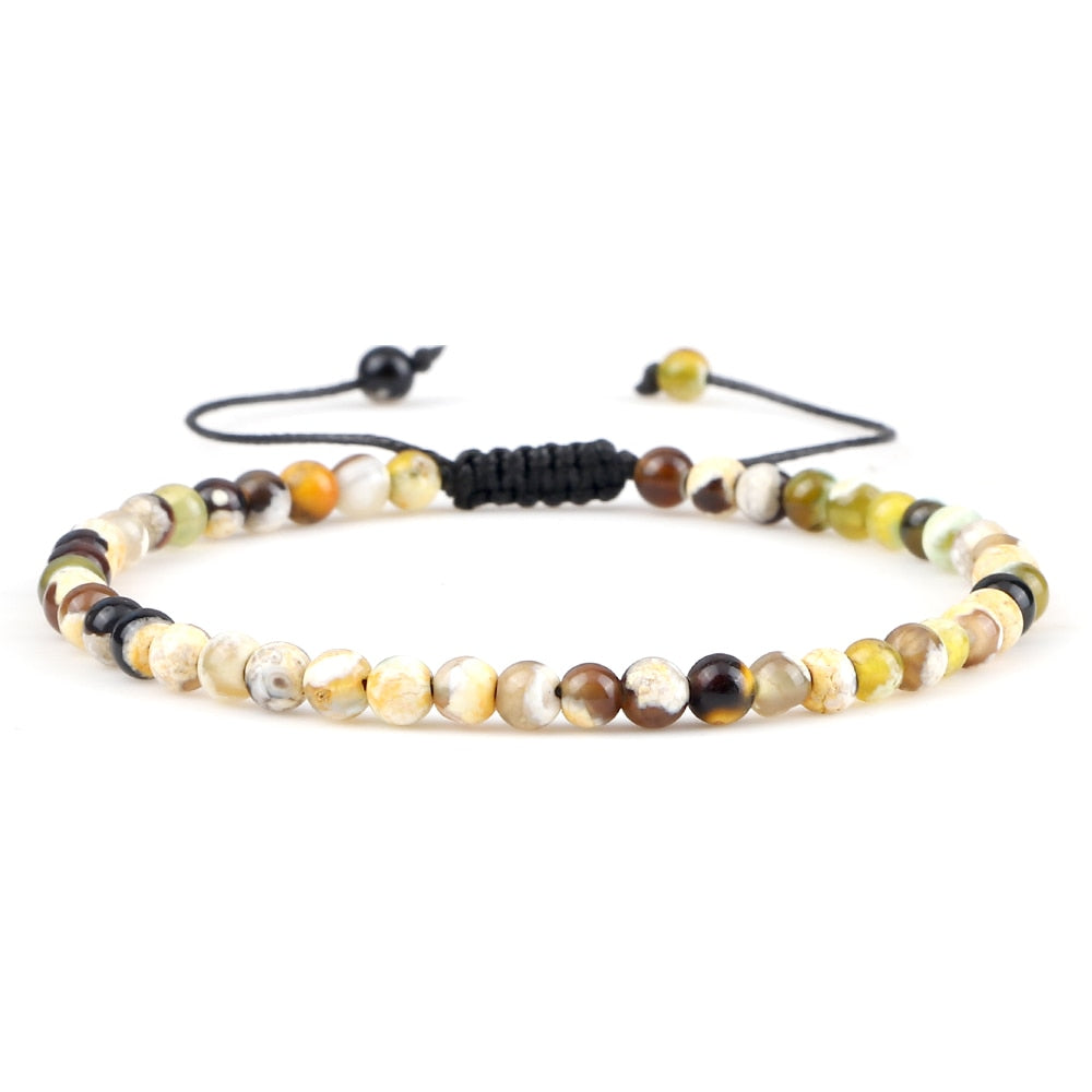 Mini Beads Bracelets for Women Men Round Agates