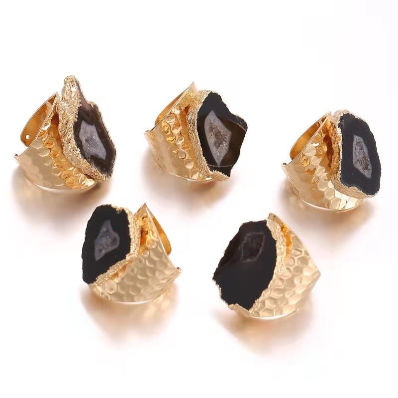 Irregular Geode Genuine Stone Hole Open Ring