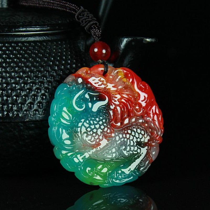 Chinese Natural Colour Jade Kirin Pendant Necklace