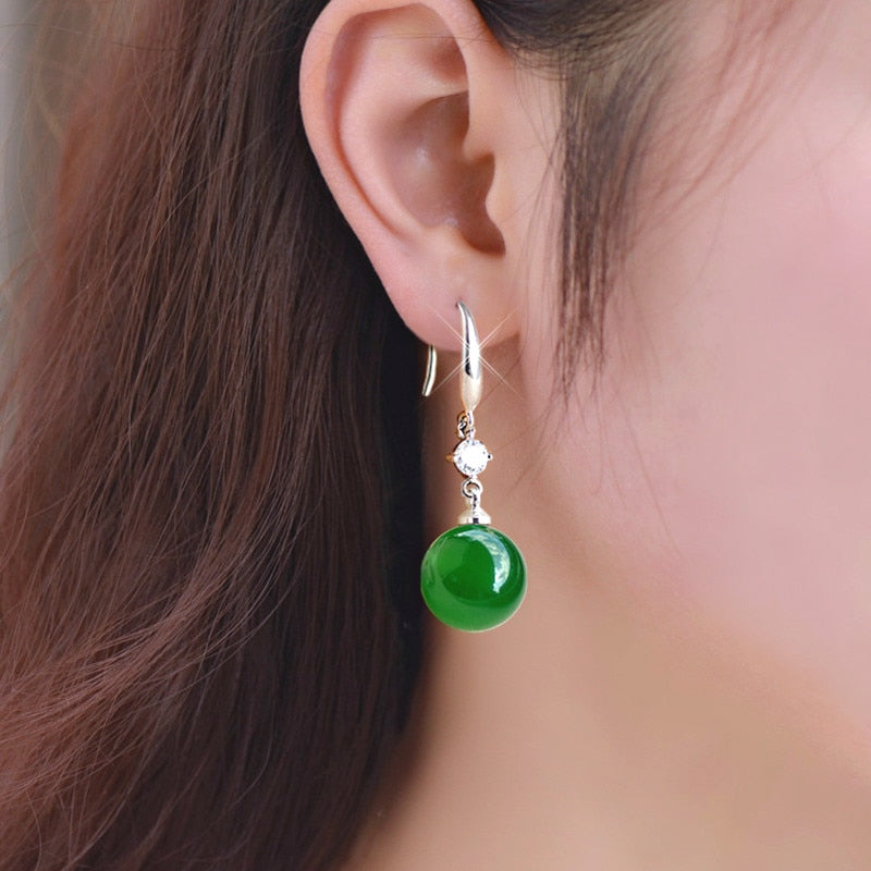 Emerald Jade Jewelry Earrings Natural Green