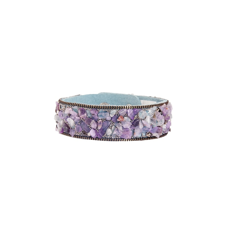 Stone Bracelets For Women Wrap Cuff Slake Leather
