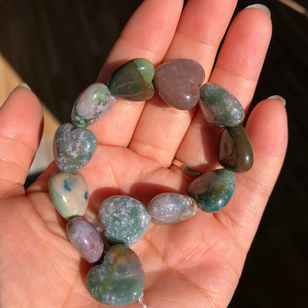 Natural Stone Love Heart Shape Unakite Agates