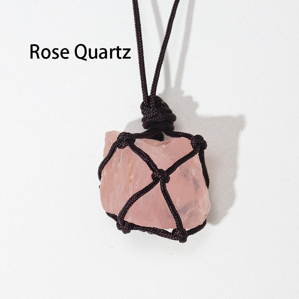 Natural Crystal Quartz Raw Net pocket pendant Crystal