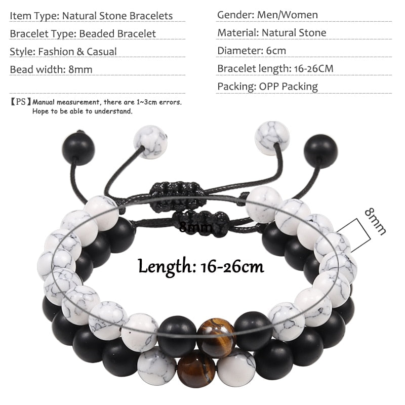 Braided Bracelets Men Natural Stone Lava Bead
