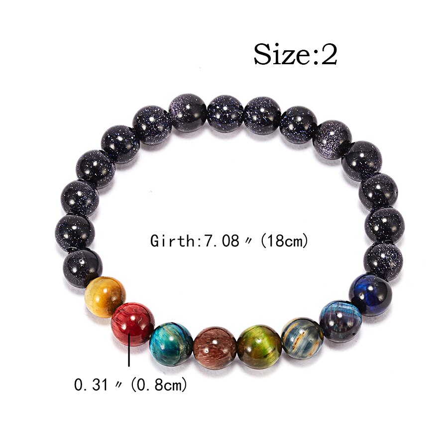 Eight Planets Bead Bracelet Men Natural Stone