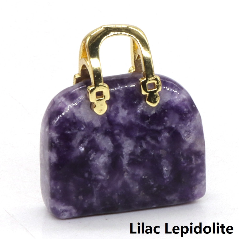 Women Bag Shaped Natural Healing Crystal Amethyst