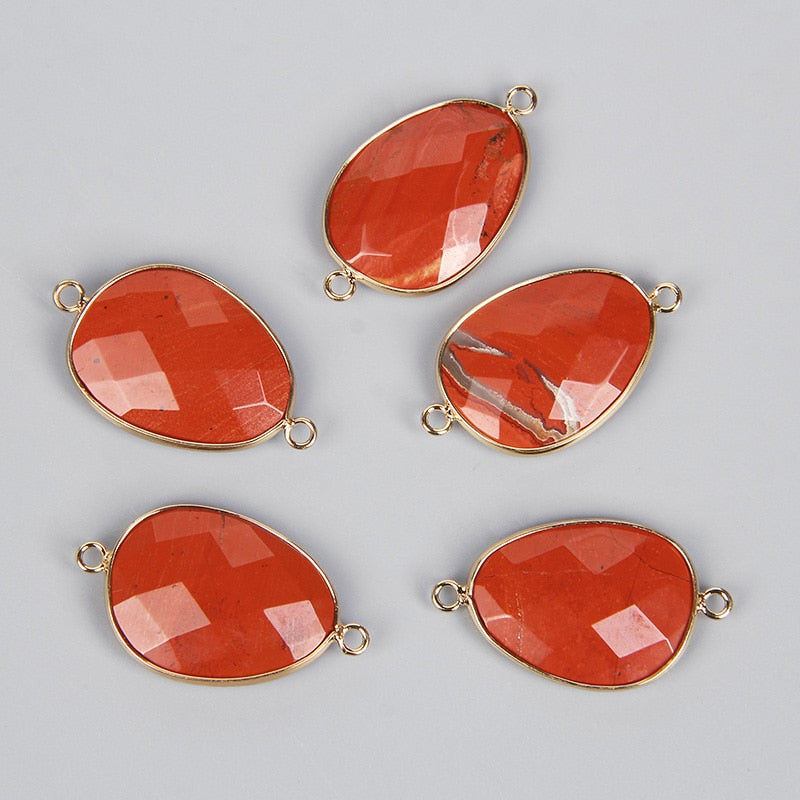Double Sided Faceted Natural Stone Slice Charm