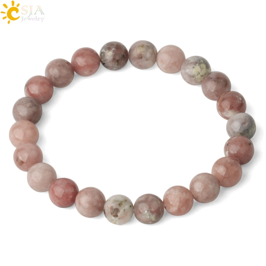 Natural Stones Strand Bracelets Single Color