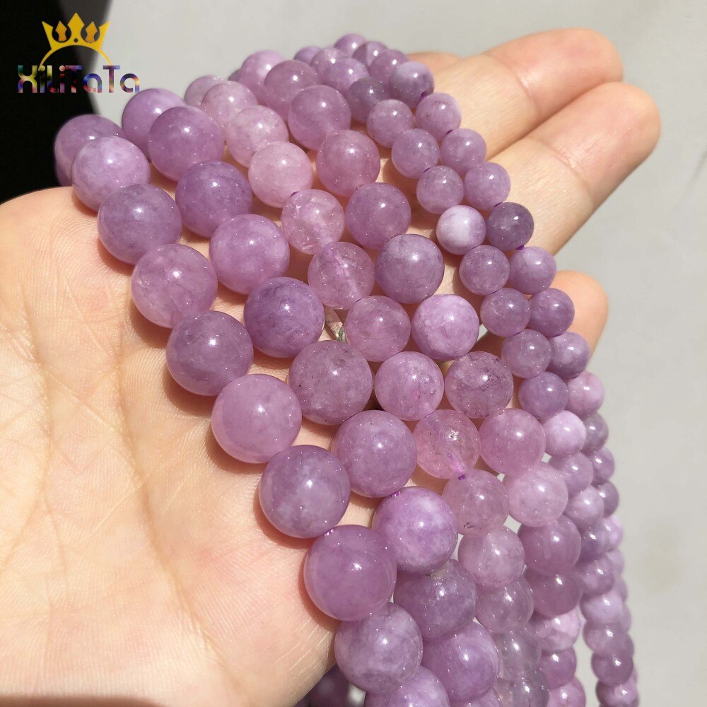 Natural Stone Purple Chalcedony Jades Loose Spacer