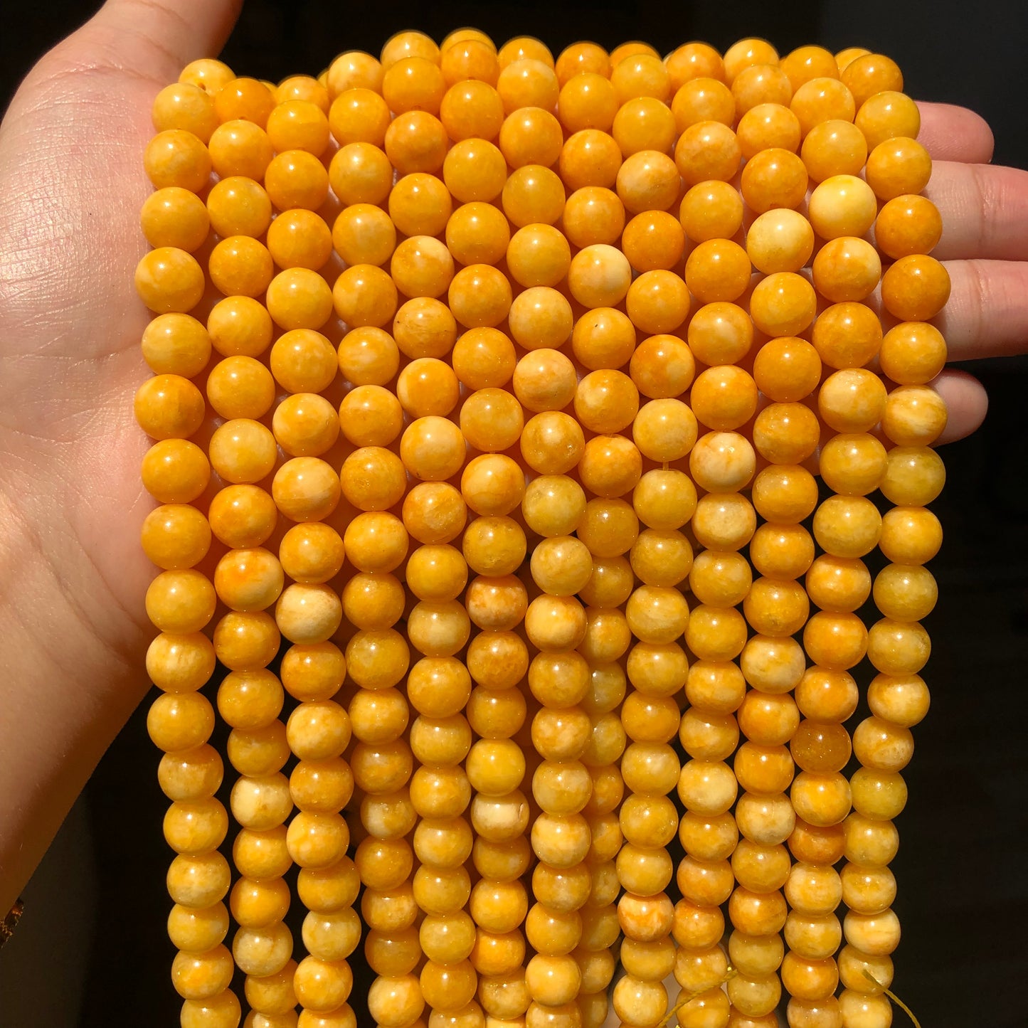 Natural Yellow Beeswax Jades chalcedony Stone Beads