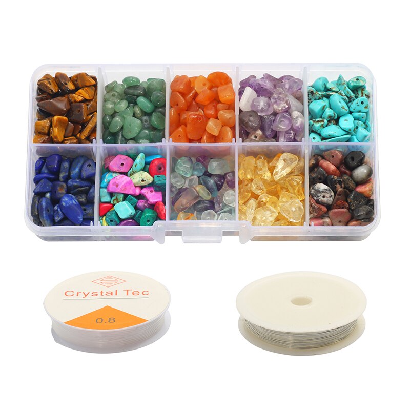 Stone Crystal Amethyst Chips Beads Kit Lobster Clasp