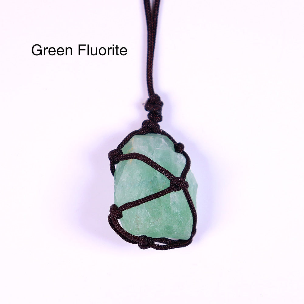 Natural Crystal Quartz Raw Net pocket pendant Crystal