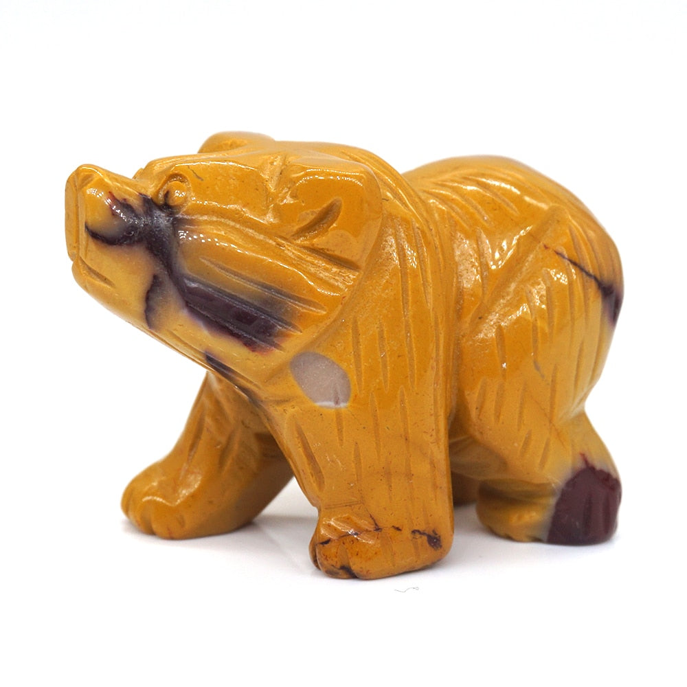 Bear Statue Natural Stone Hand Carved Figure Room