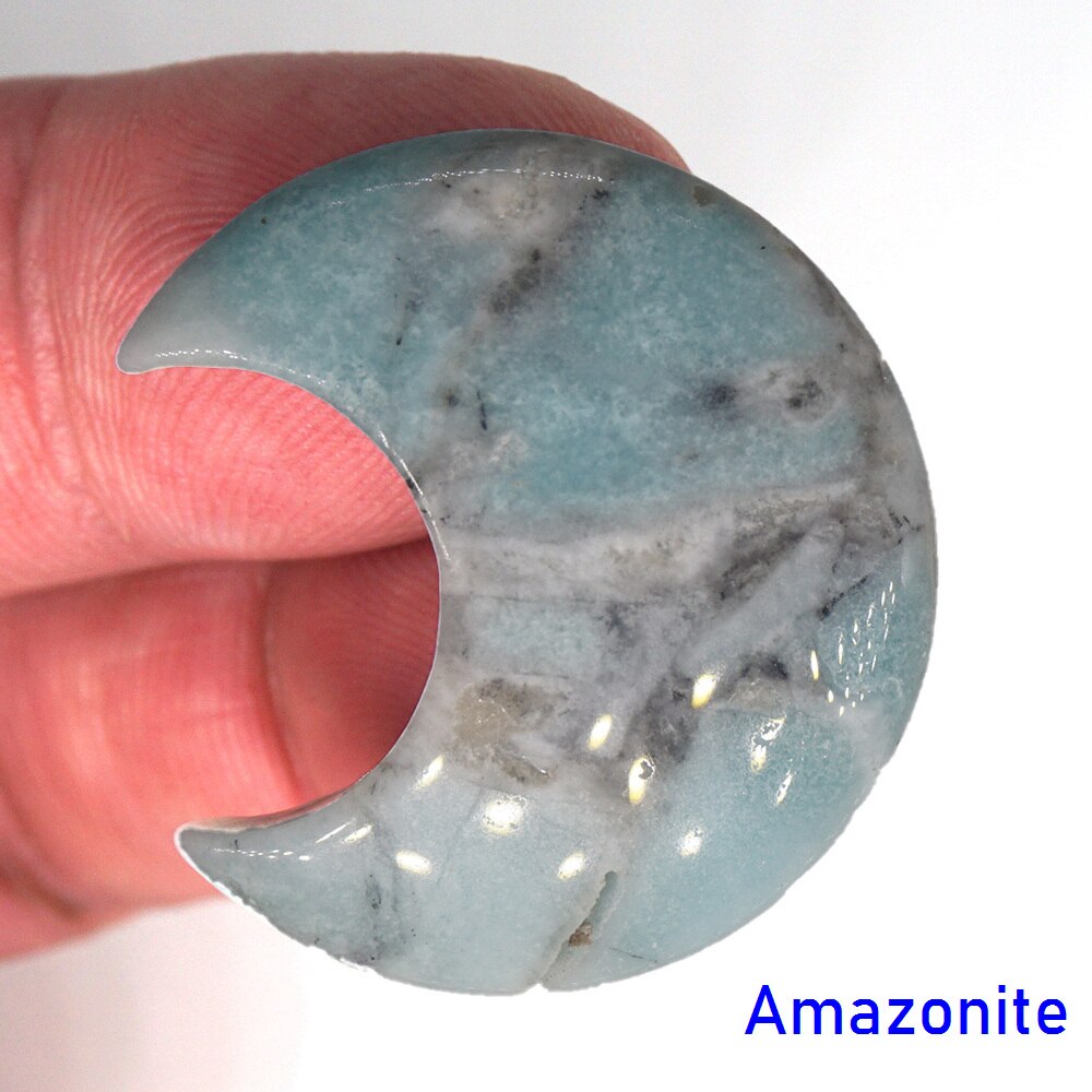 Moon Shaped Statue Natural Crystal Stone Colorful