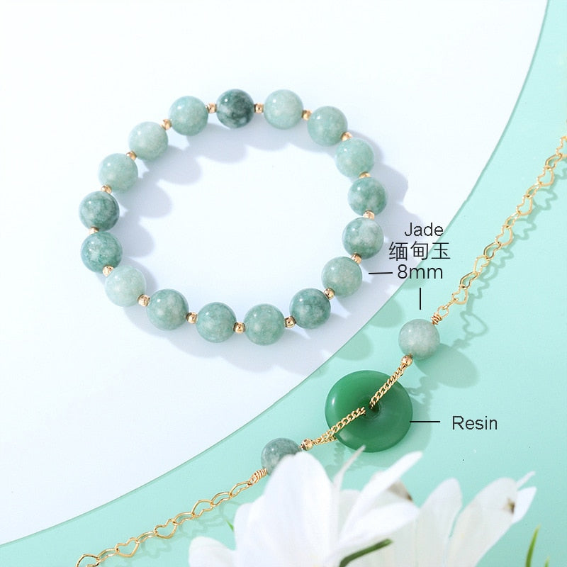 Double Layers Green Natural Crystal Jade