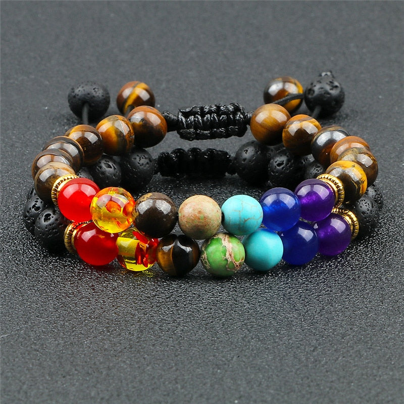 Men Women 8mm Natural Beaded Bracelet Lava