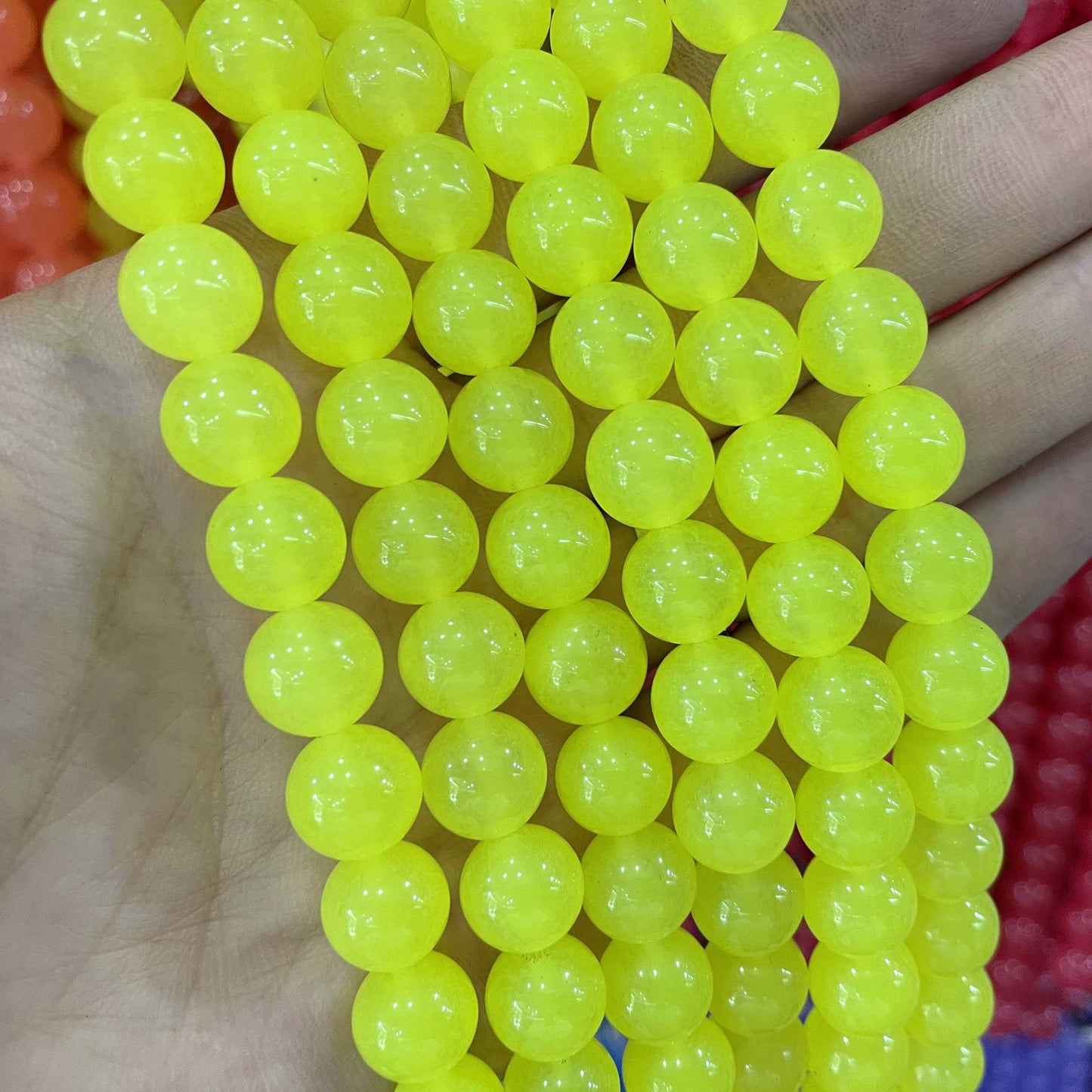 Natural Stone Round Colorful Jades Agates Loose Spacer