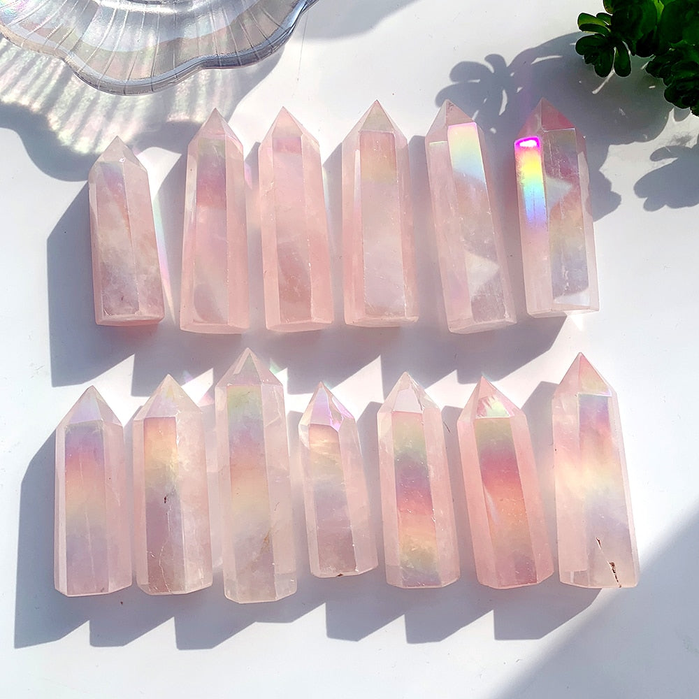 Natural Stones Crystal Point Wand Rose Quartz