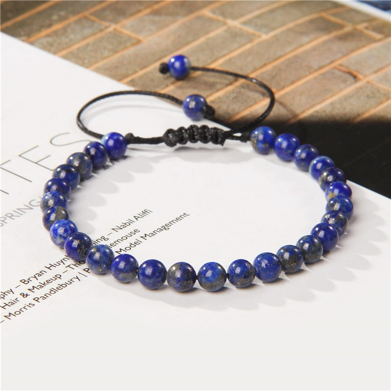 Men Bracelets Adjustable 6 mm Natural Green Jade