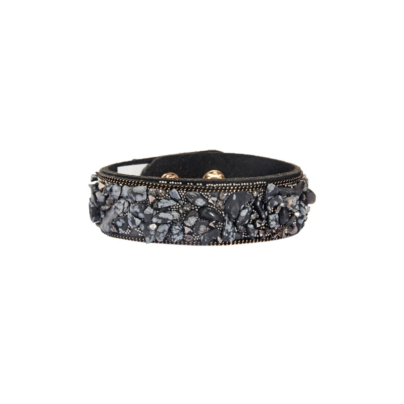 Stone Bracelets For Women Wrap Cuff Slake Leather