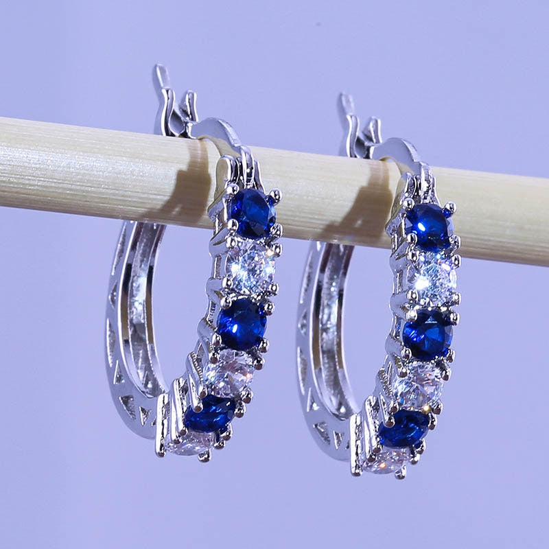 Earrings For Women With Round Sapphire Gemstones