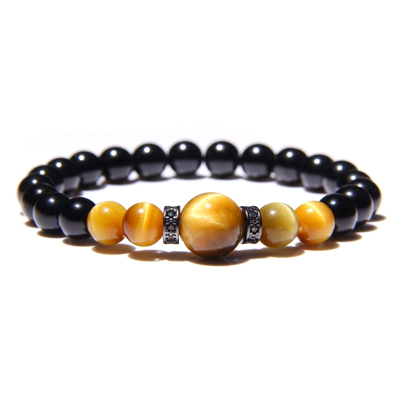 Natural Stone Bracelets Men Royal Blue Tiger Eye