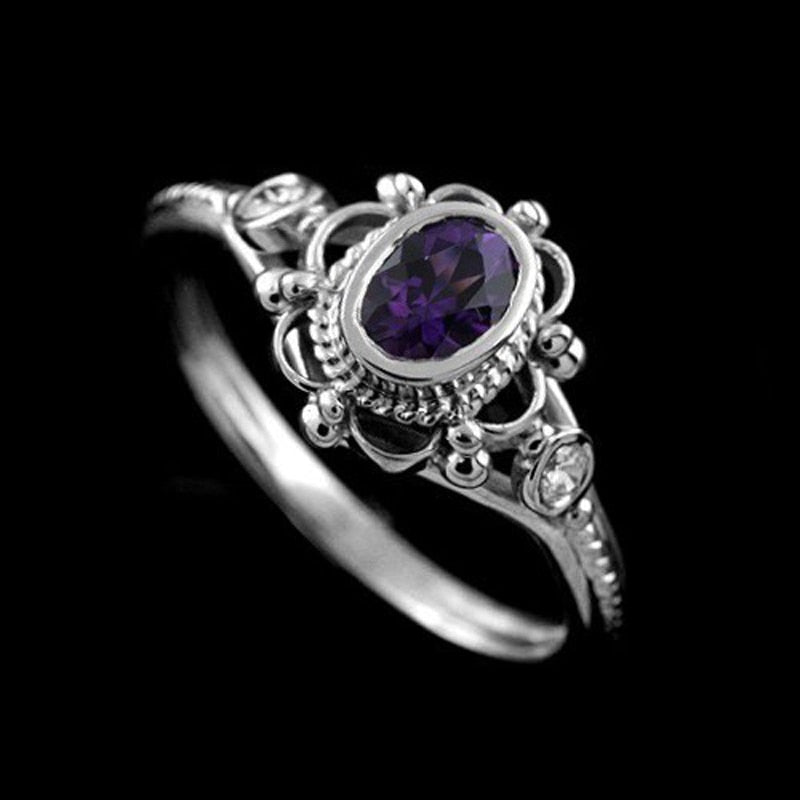 Fashion Silver 925 Ring Ruby Amethyst Gemstone